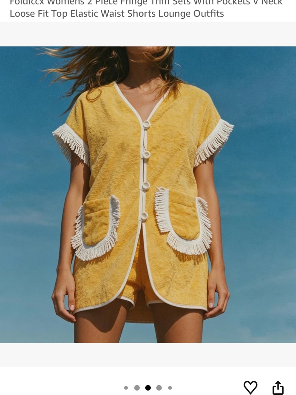 Yellow Fringe-Trim Women's Swim Cover-Up Set